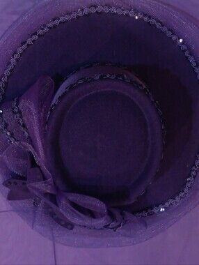 Elegant Purple Women's Dress Hat with Decorative Bow